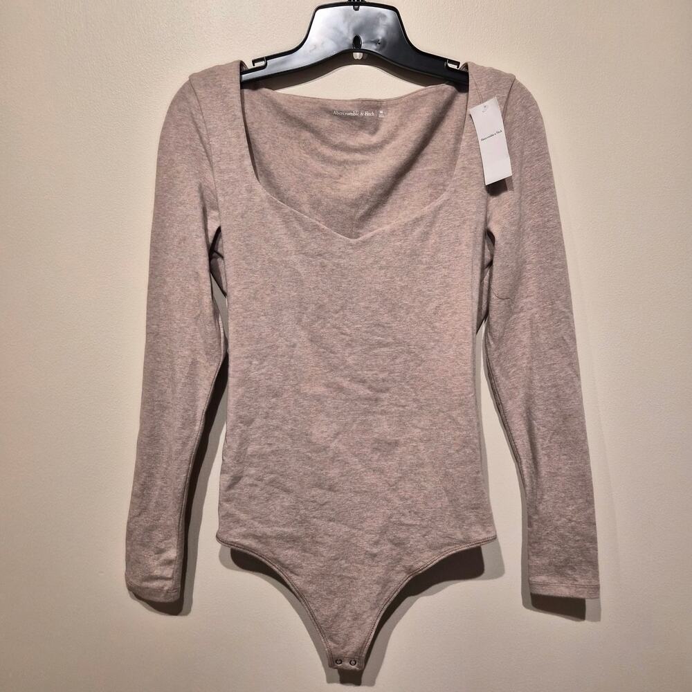 Abercrombie & Fitch Medium Long Sleeve Thong Bodysuit Brown NWT